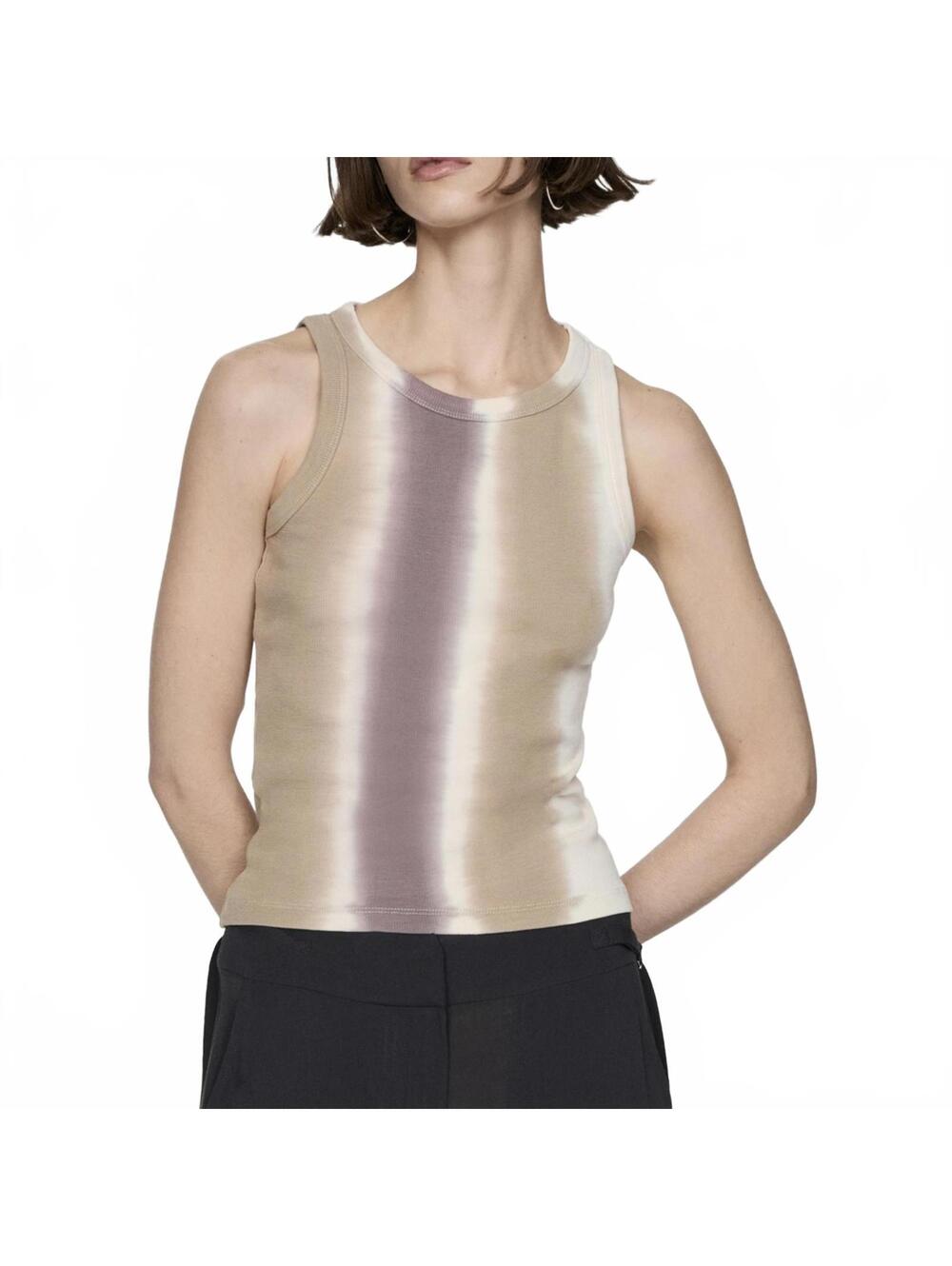 Mango Ombré Tie-Dye Ribbed Top Tank Rainbow Beige Brown NWT Size XXL